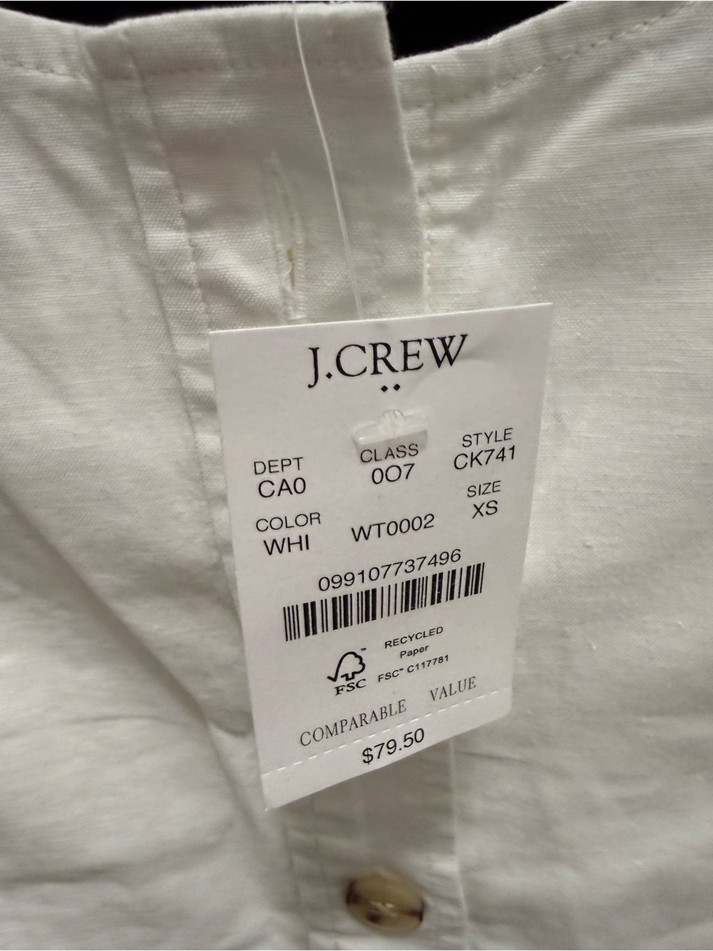 J.crew linen blend button front shell NWT size XS - Picture 4 of 7